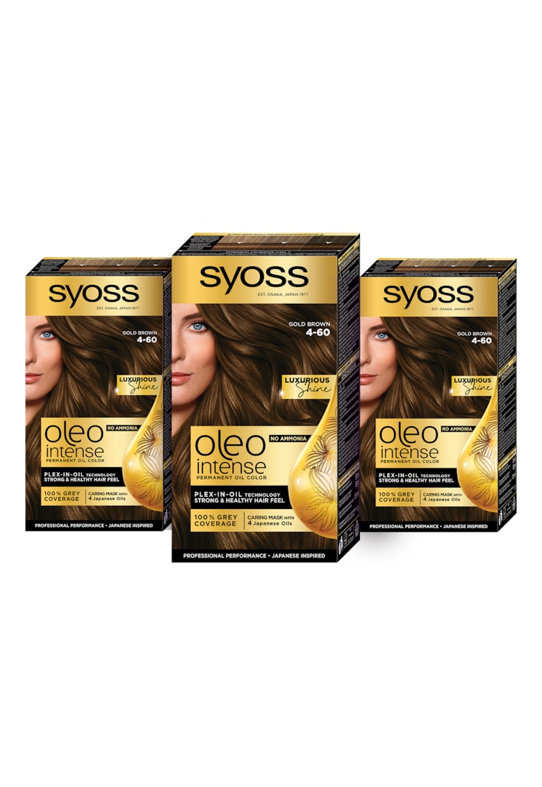 Pachet: 3 x Vopsea de par permanenta fara amoniac Color Oleo Intense - 115 ml - 4-60