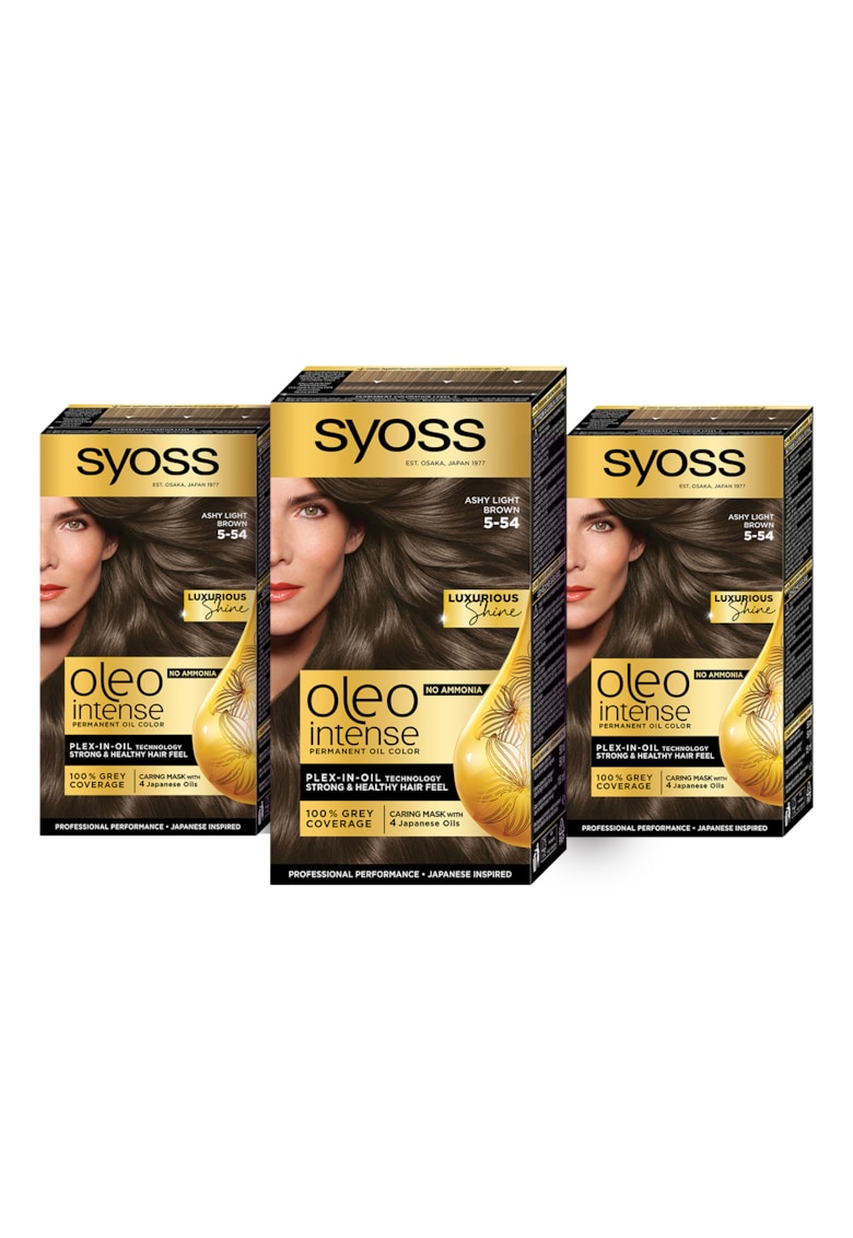 Pachet: 3 x Vopsea de par permanenta fara amoniac Color Oleo Intense - 115 ml - 5-54