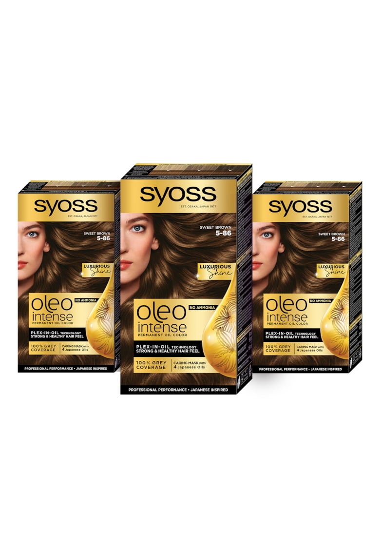 Pachet: 3 x Vopsea de par permanenta fara amoniac Color Oleo Intense - 115 ml - 5-86