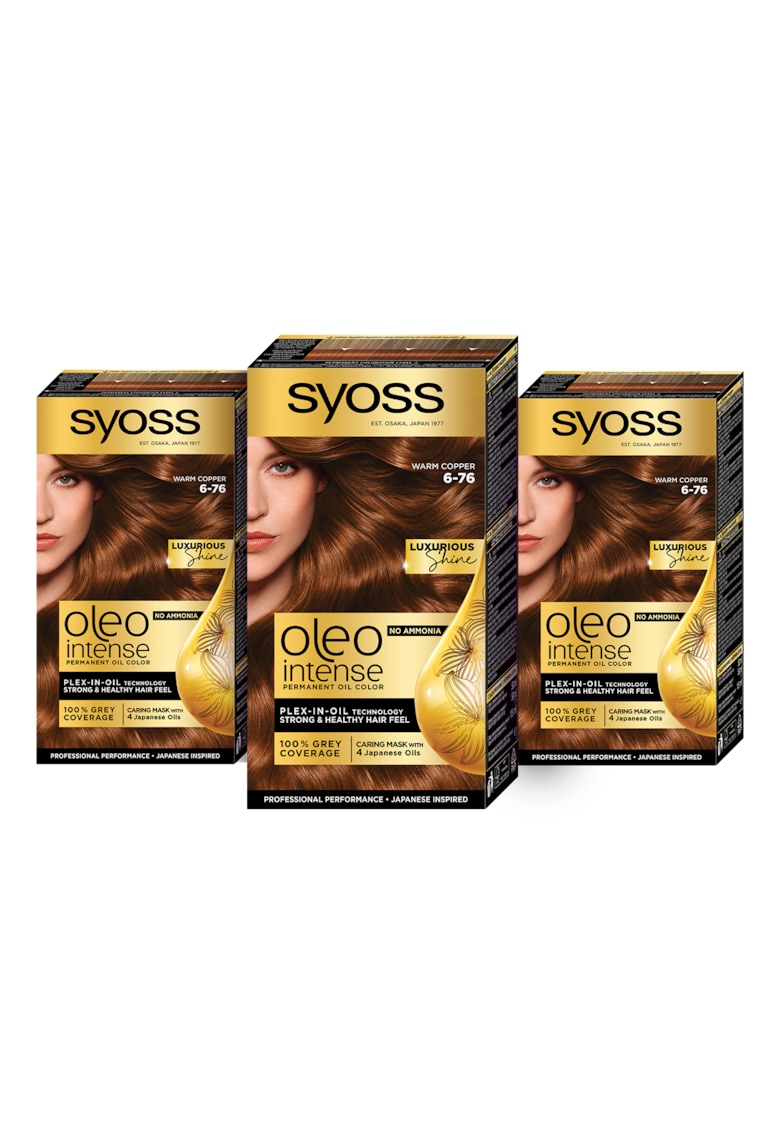 Pachet: 3 x Vopsea de par permanenta fara amoniac  Color Oleo Intense - 115 ml