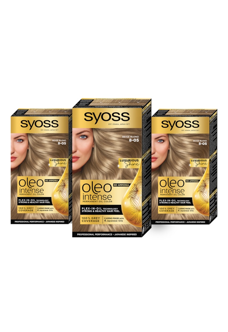Pachet: 3 x Vopsea de par permanenta fara amoniac Color Oleo Intense - 115 ml - 8-05