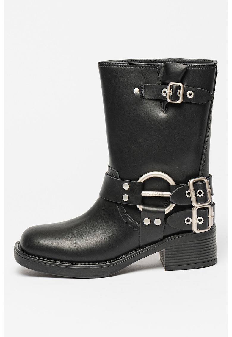 Ghete biker mid-calf din piele