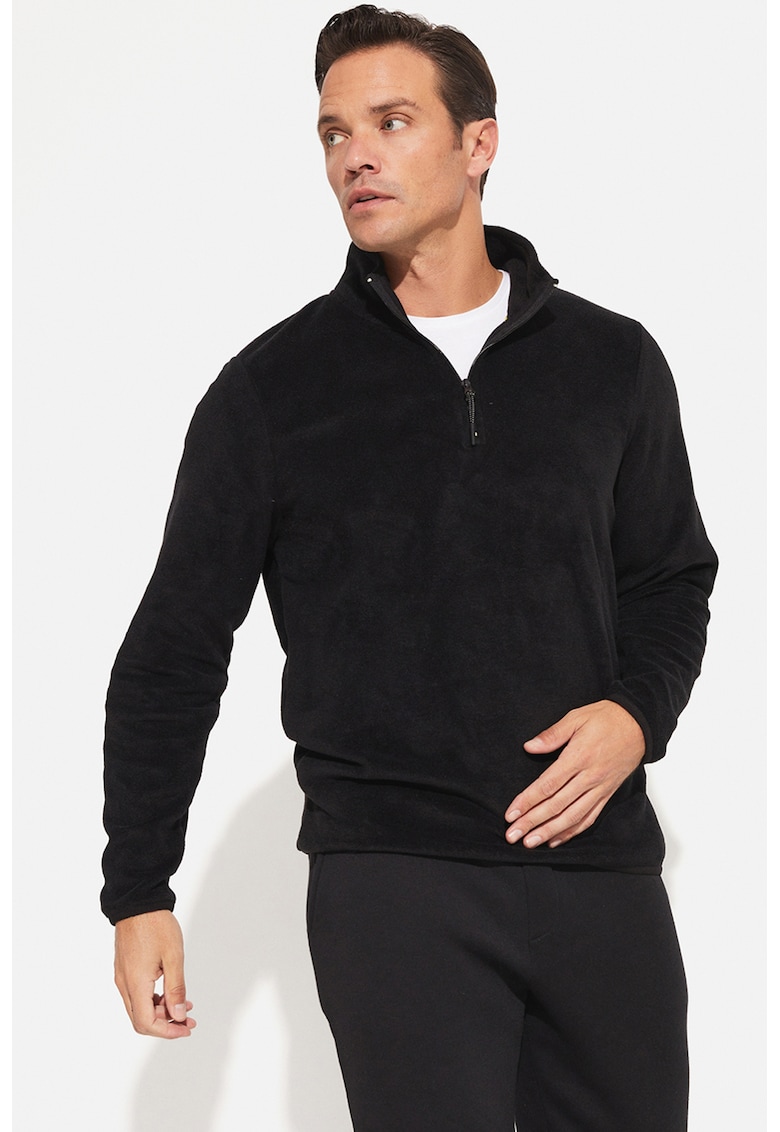 Bluza de trening din material fleece cu fermoar scurt