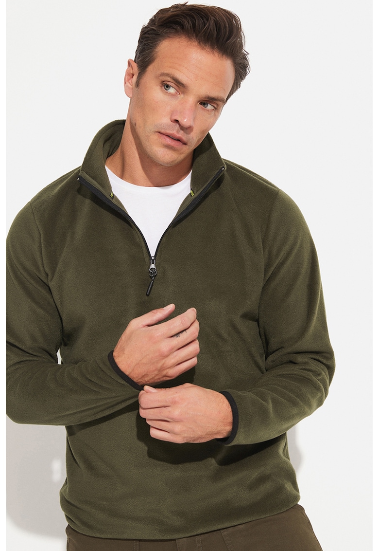 Bluza de trening din material fleece cu fermoar scurt