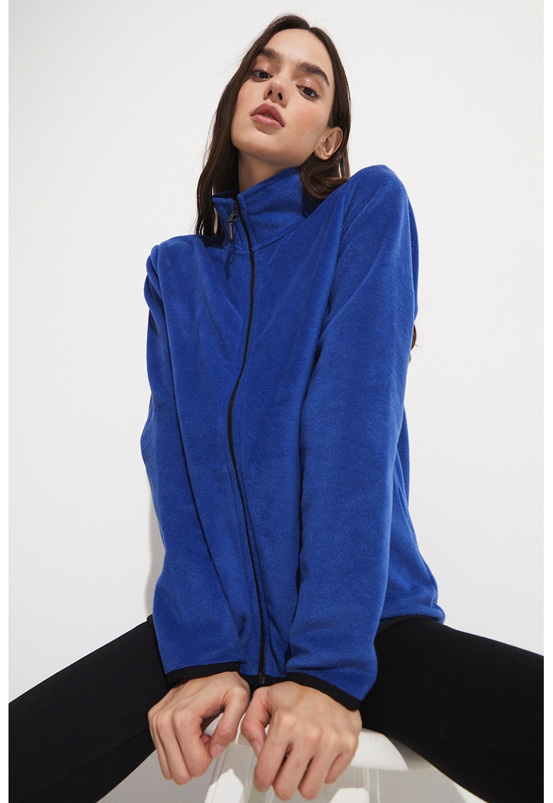 Bluza de trening din material fleece cu fermoar