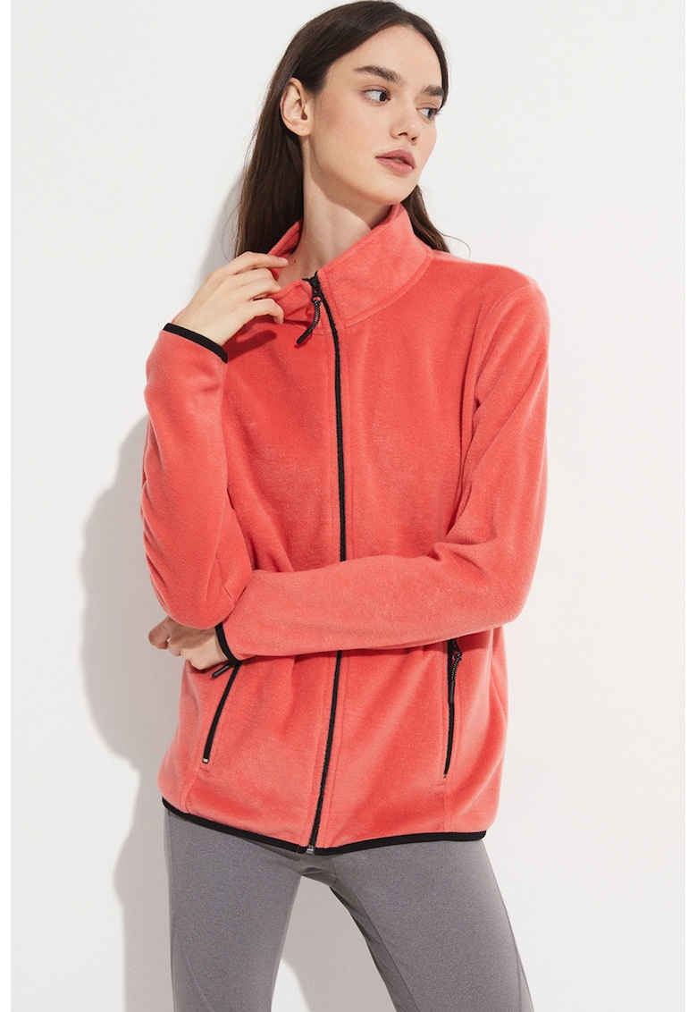 Bluza de trening din material fleece cu fermoar