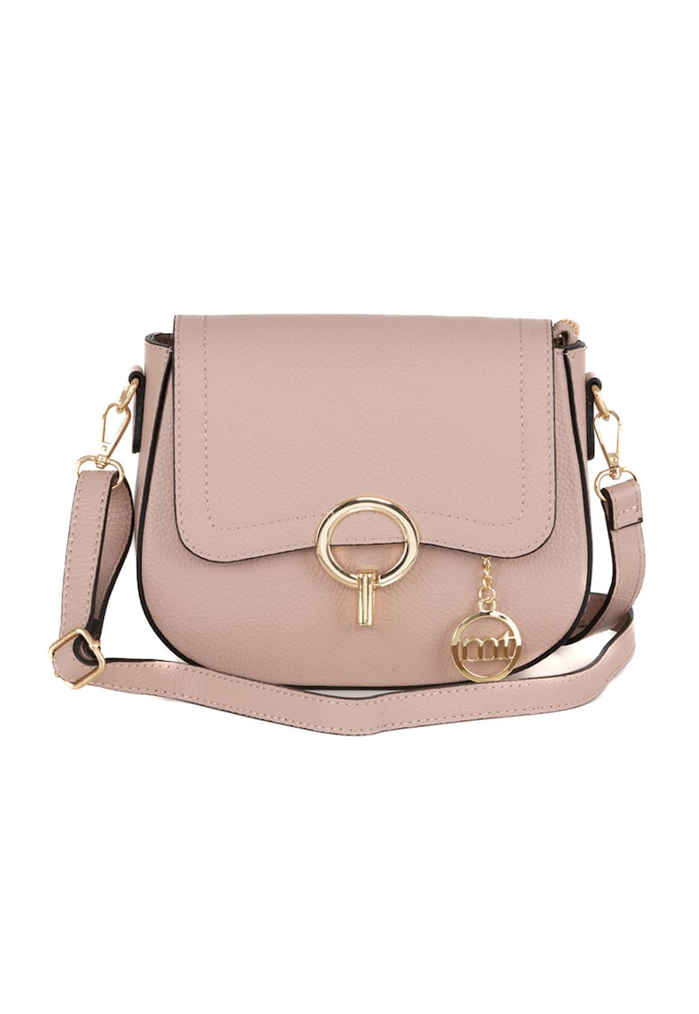 Geanta crossbody din piele - Roz prafuit