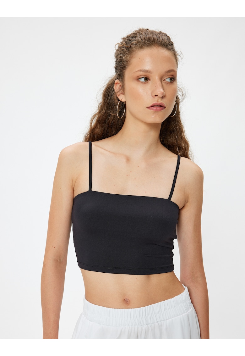 Top crop slim fit - Negru