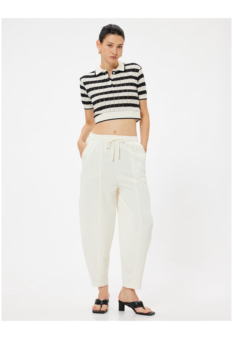 Pantaloni de trening din amestec de modal cu talie inalta