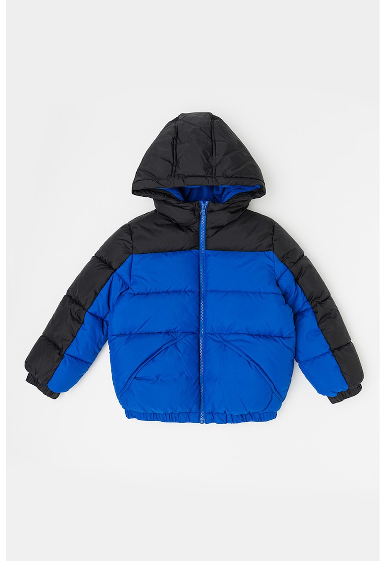 Geaca matlasata cu gluga - Albastru royal/Bleumarin