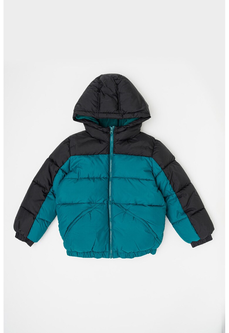 Geaca matlasata cu gluga - Verde/Negru