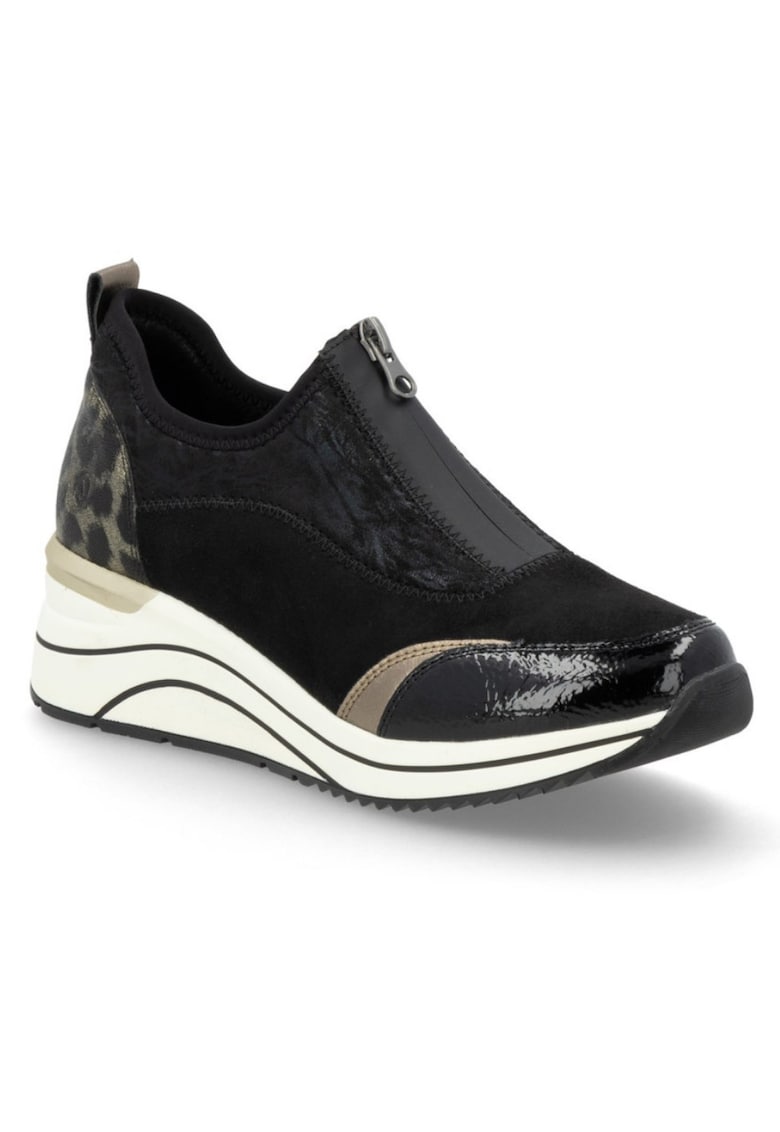 Remonte pantofi sport negri combi damă cu fermoar D0T08-02