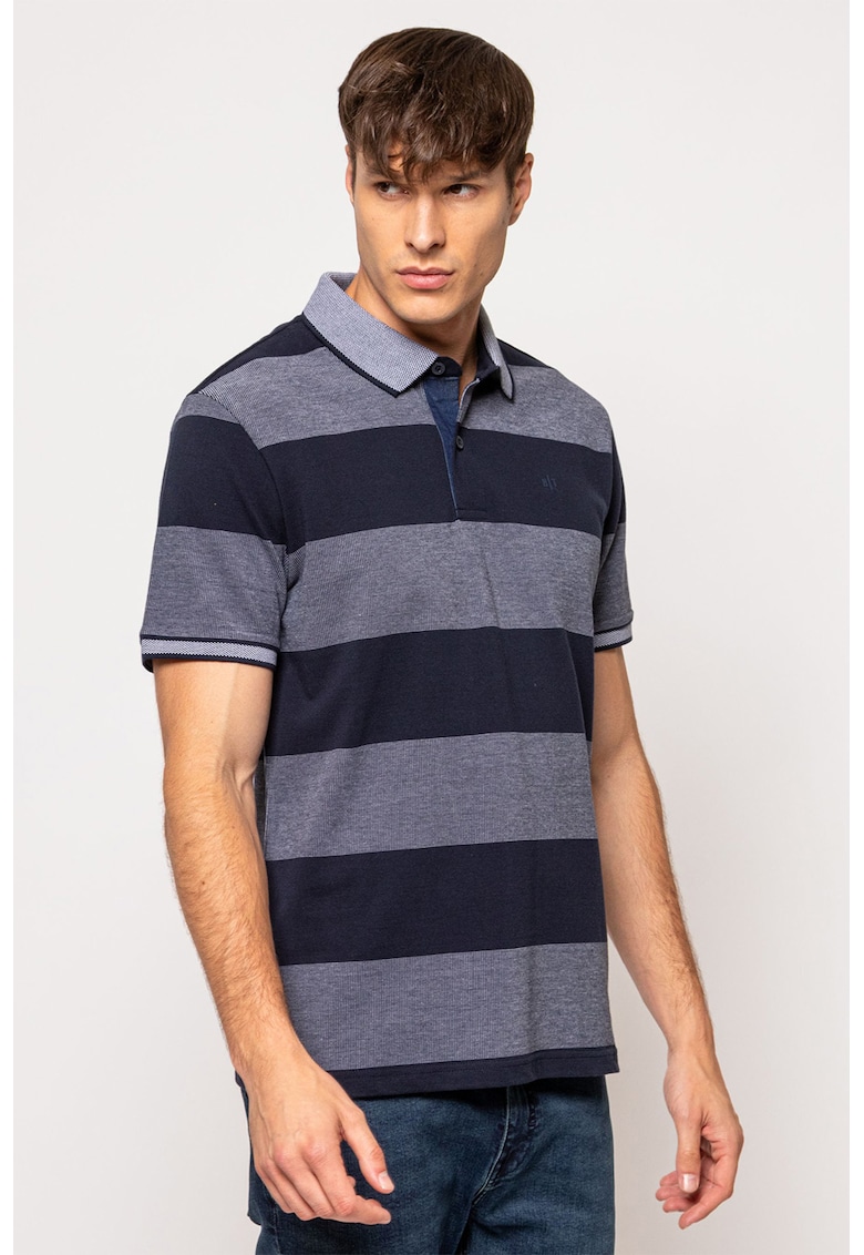 Tricou polo din bumbac cu model in dungi Delroy