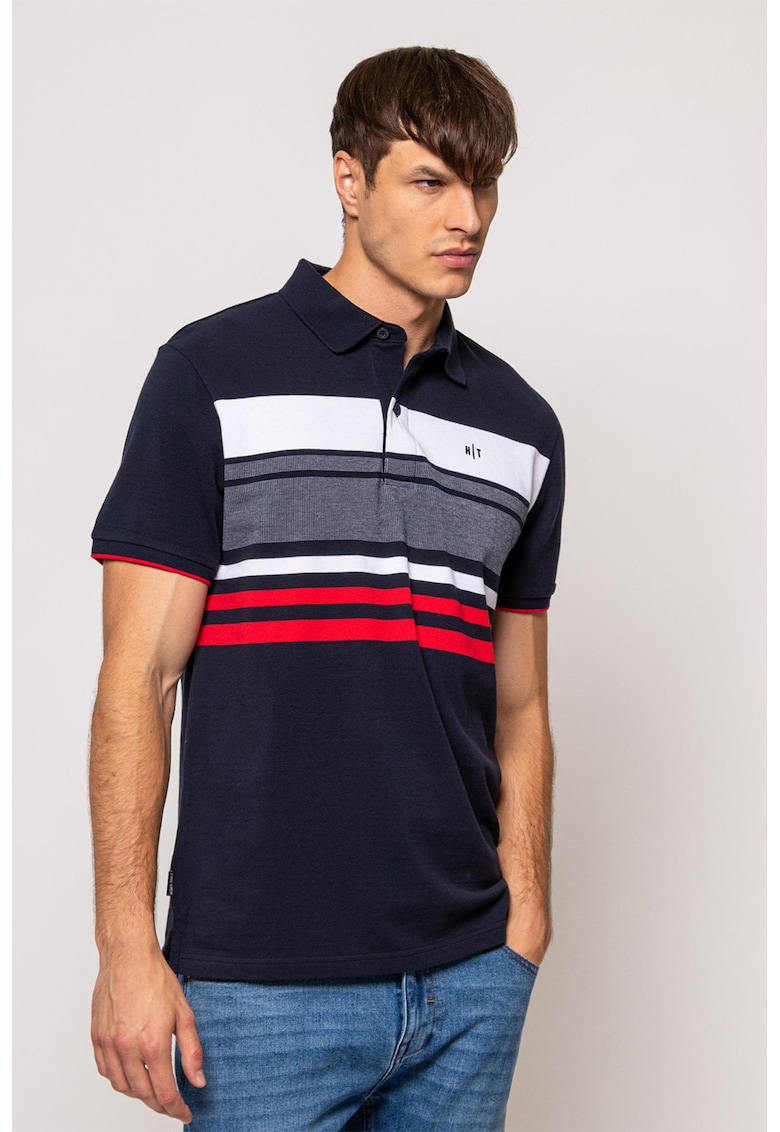 S - Tricou polo cu model in dungi Drum