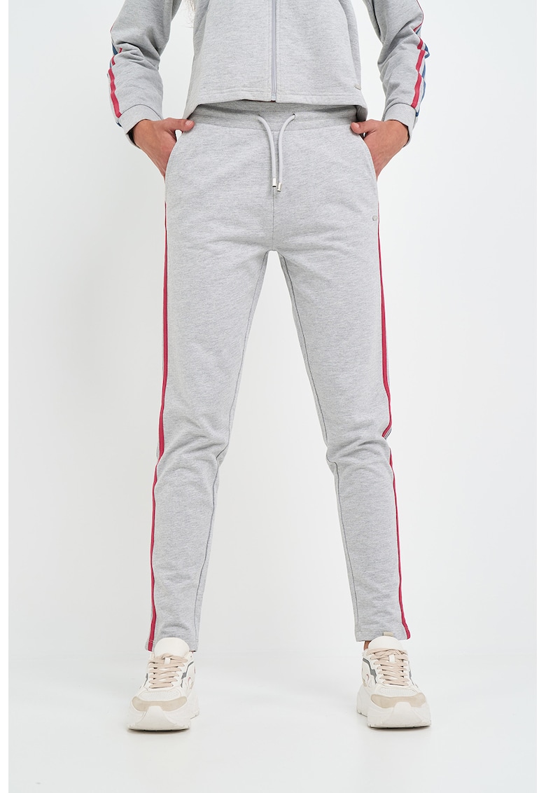 Pantaloni de trening din bumbac cu garnituri laterale contrastante