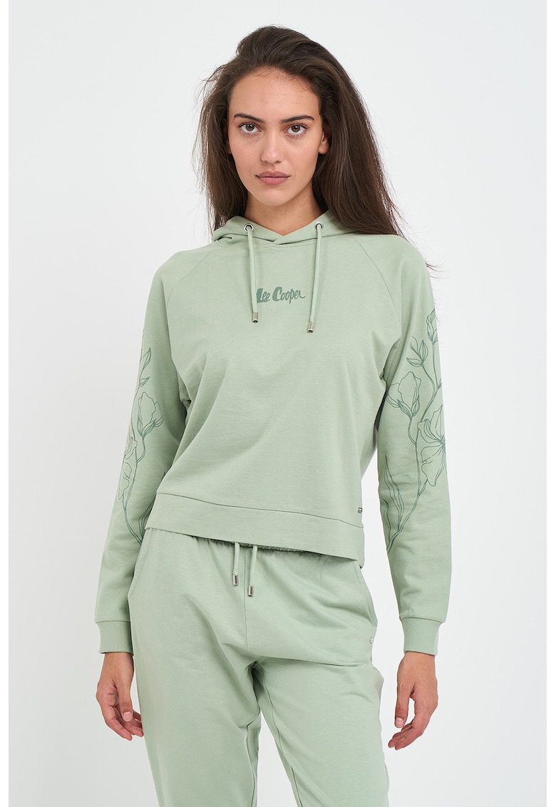 Hanorac cu maneci raglan si imprimeu floral