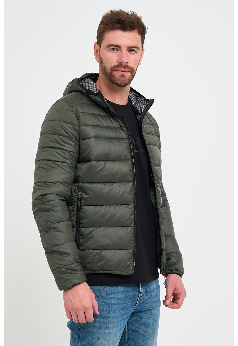 Geaca matlasata cu gluga - Kaki inchis