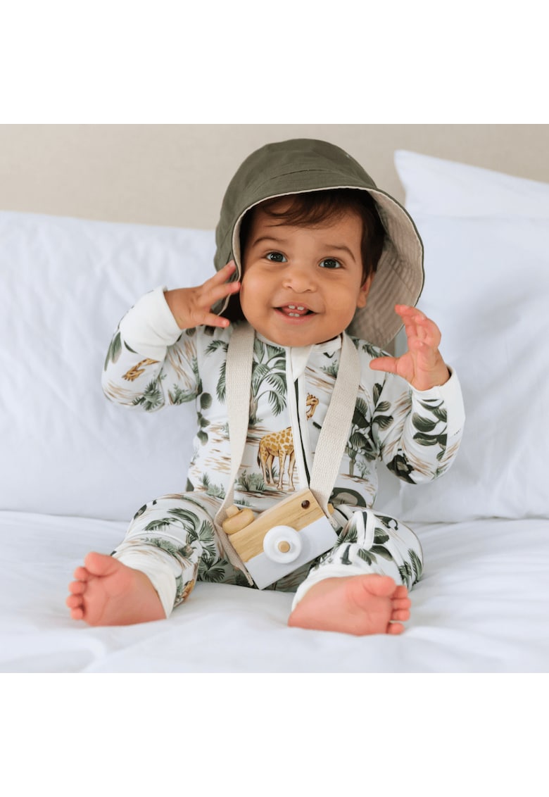 Pijamale lungi din bambus cu fermoar reversibil -  - Jungle - Alb si Verde - pentru baieti Pijamale lungi din bambus cu fermoar reversibil -  - Jungle - Alb si Verde - pentru baieti