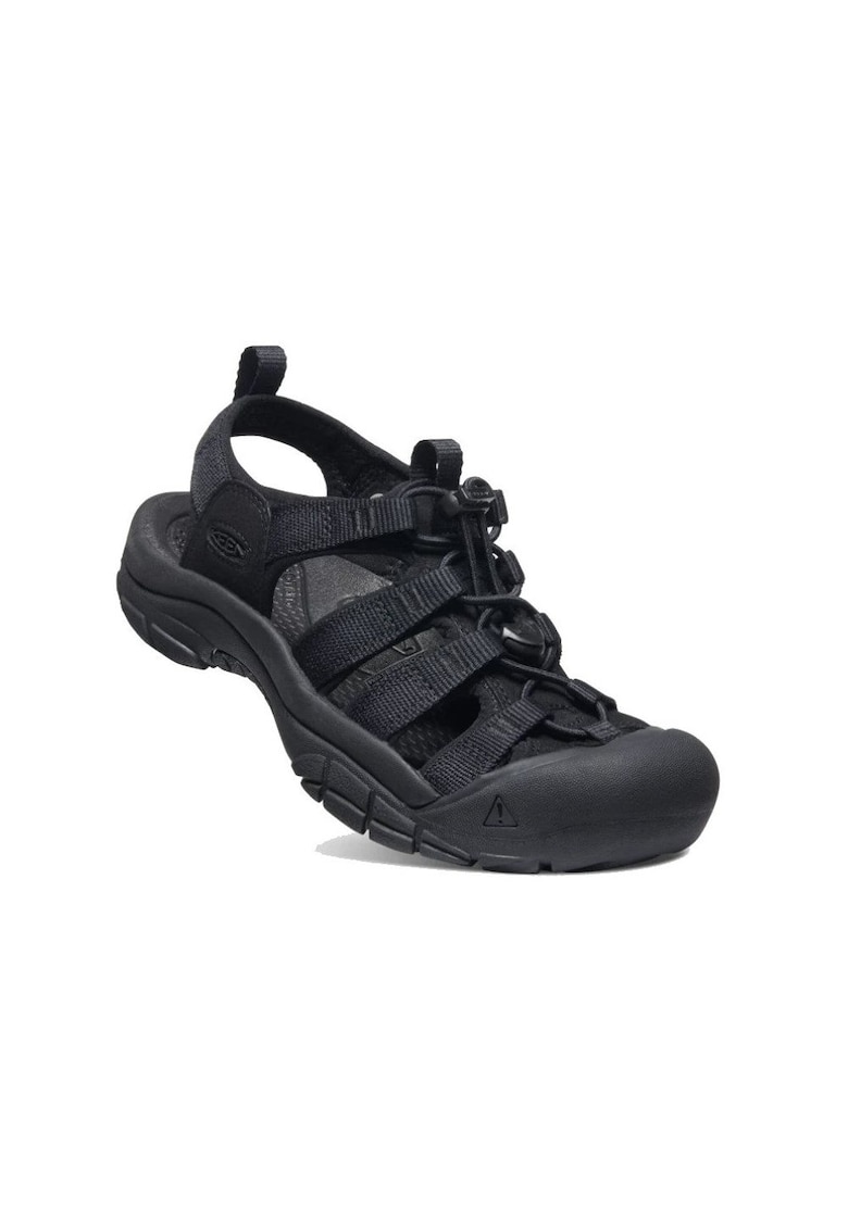 Sandale dama fata deschisa - negru - material sintetic - sistem de sireturi