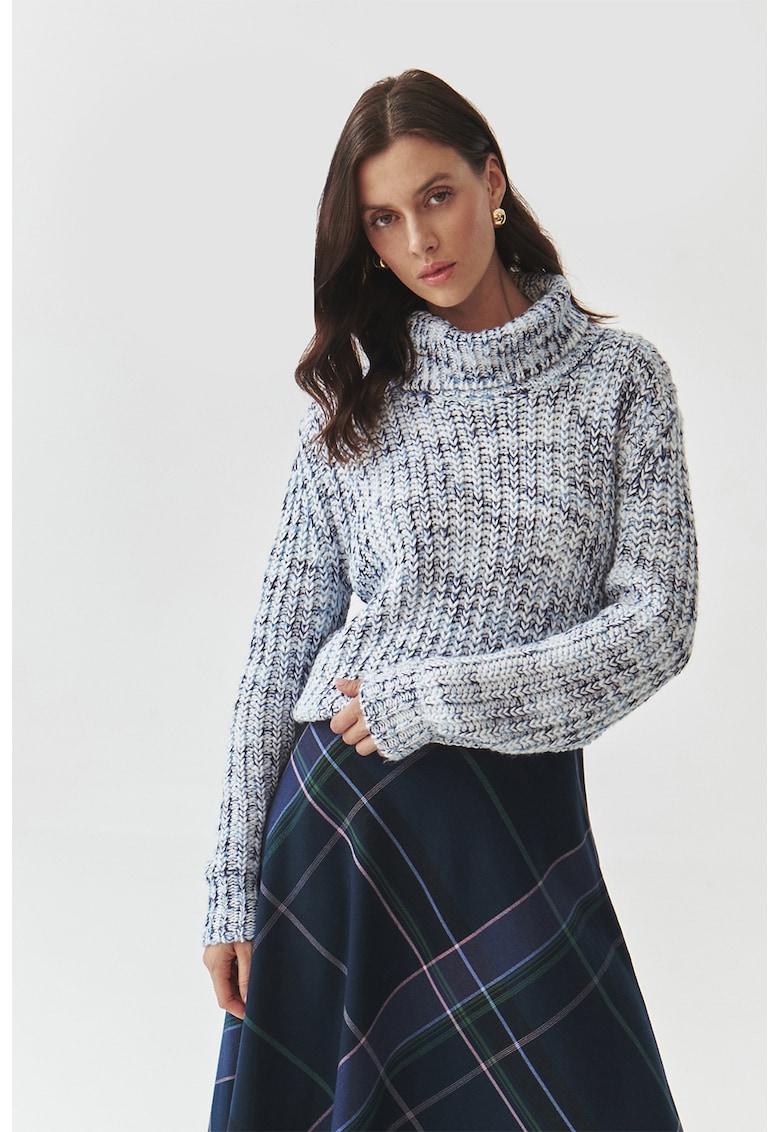 Pulover din amestec de lana cu guler inalt