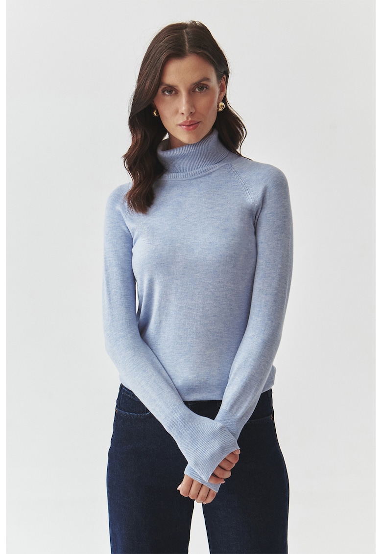 Pulover slim fit cu guler inalt