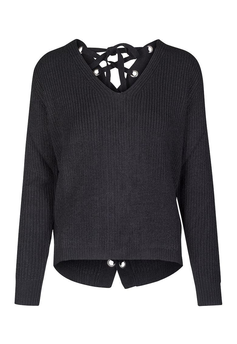 Pulover cu decolteu in V si snur pe partea din spate