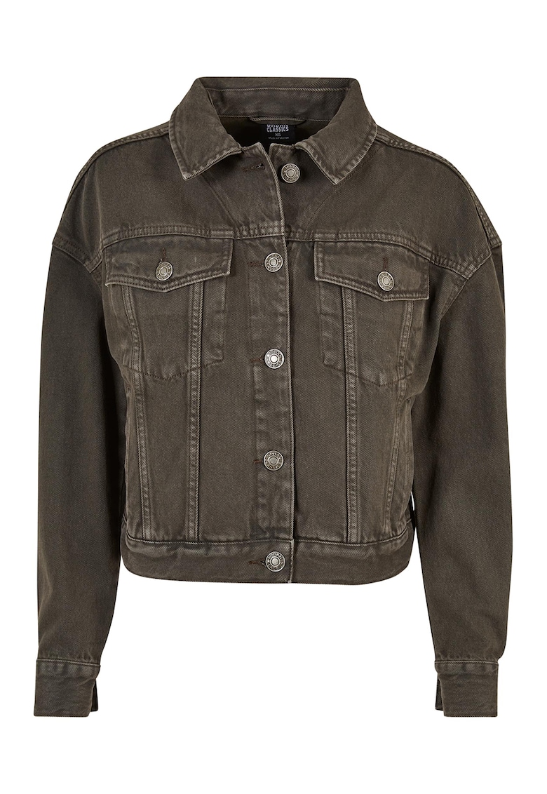 Jacheta din denim cu buzunare pe piept