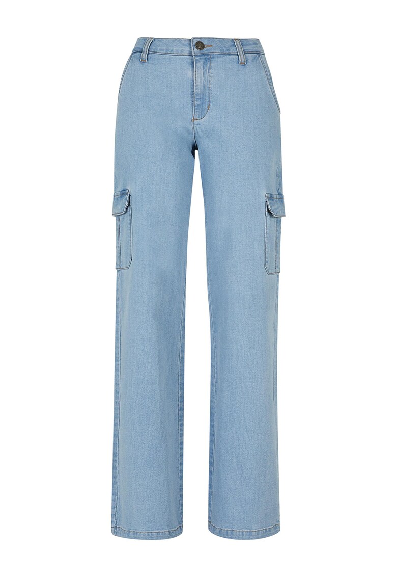 Blugi cargo cu croiala evazata - Albastru deschis