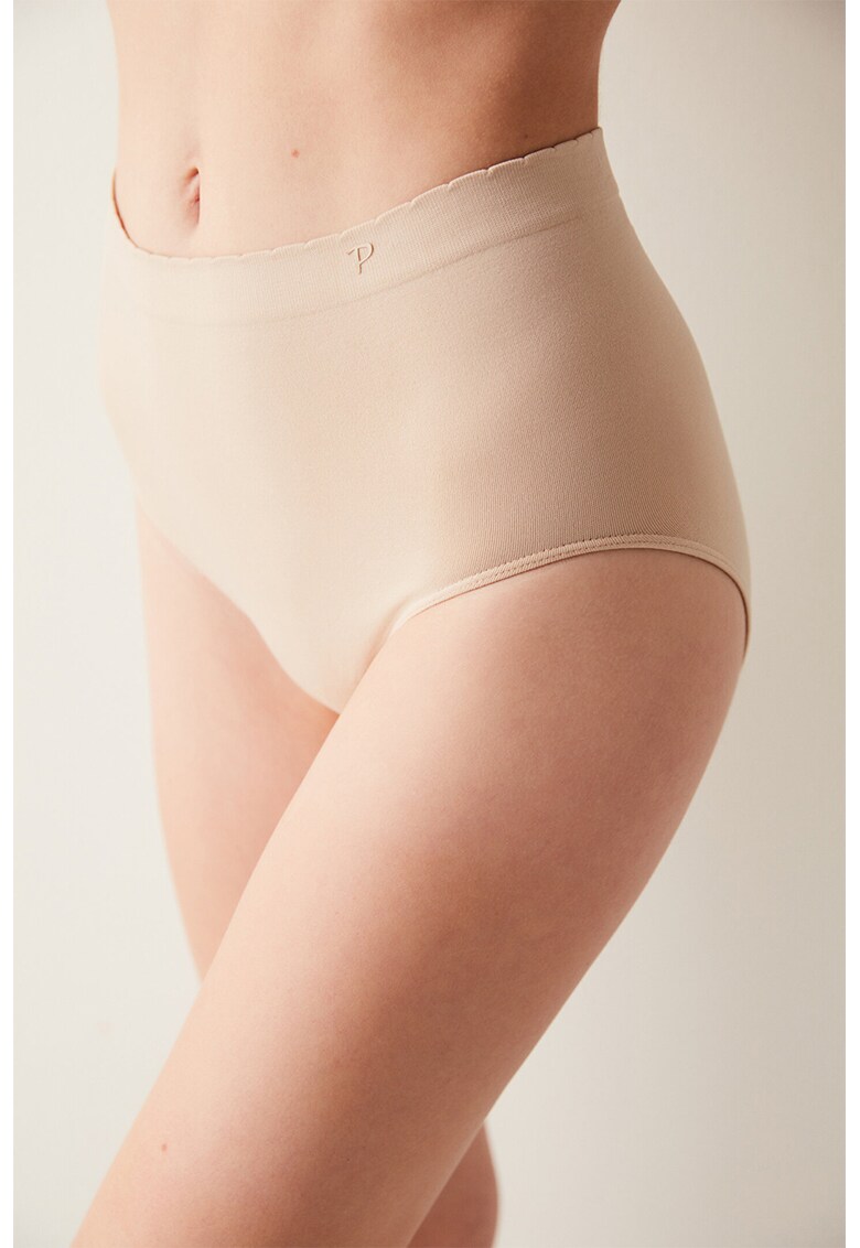 Chiloti hipster cu talie inalta - Bej deschis