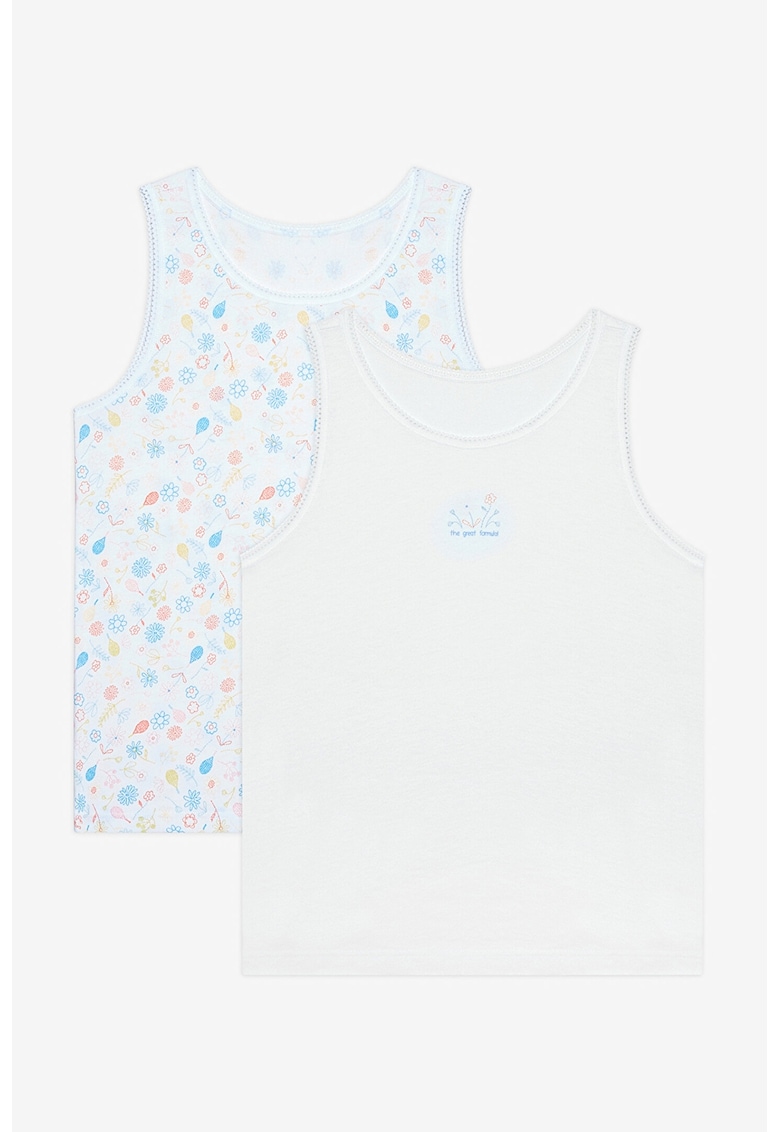 Set de topuri din bumbac cu model - 2 piese