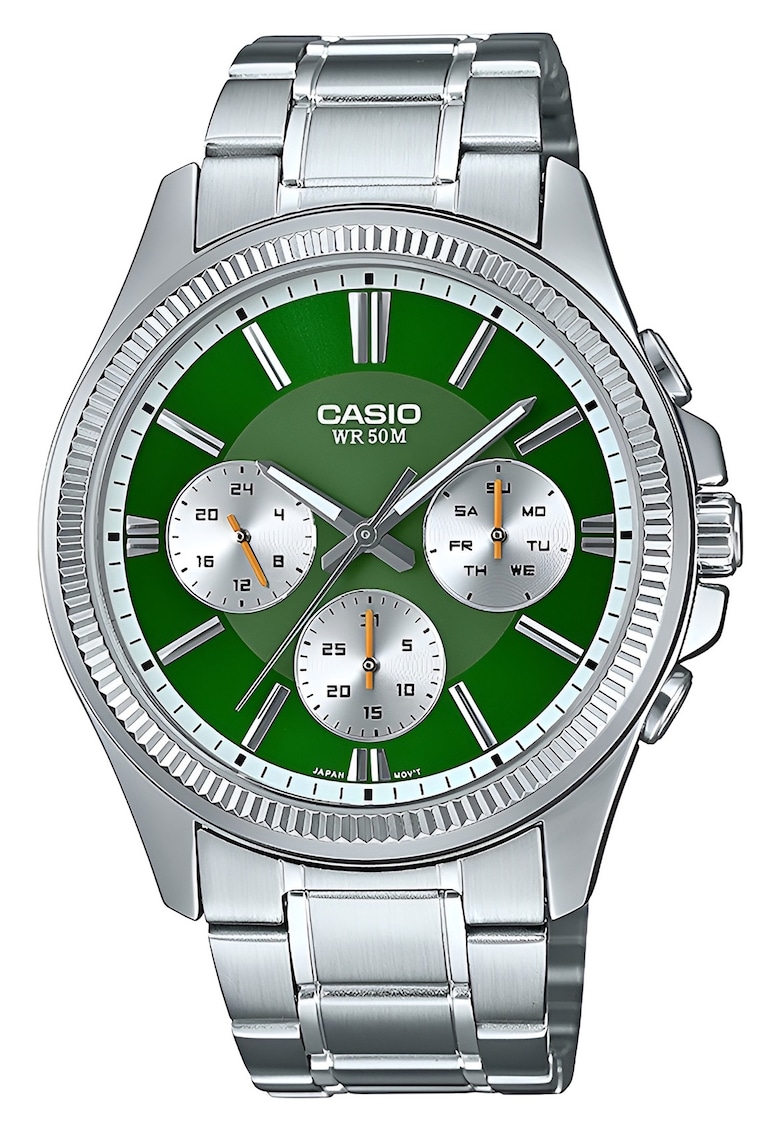 Ceas  MTP-1375PD-3AVEF - mecanism quartz - bratara din inox - cadran verde - rezistent la apa 50m