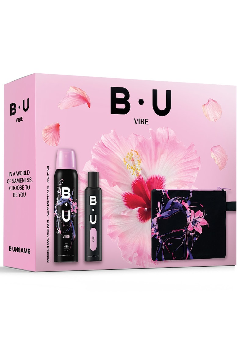 Set cadou B.U Vibe: Apa de toaleta - 50 ml + Deodorant spray pentru corp - 150 ml + Cadou