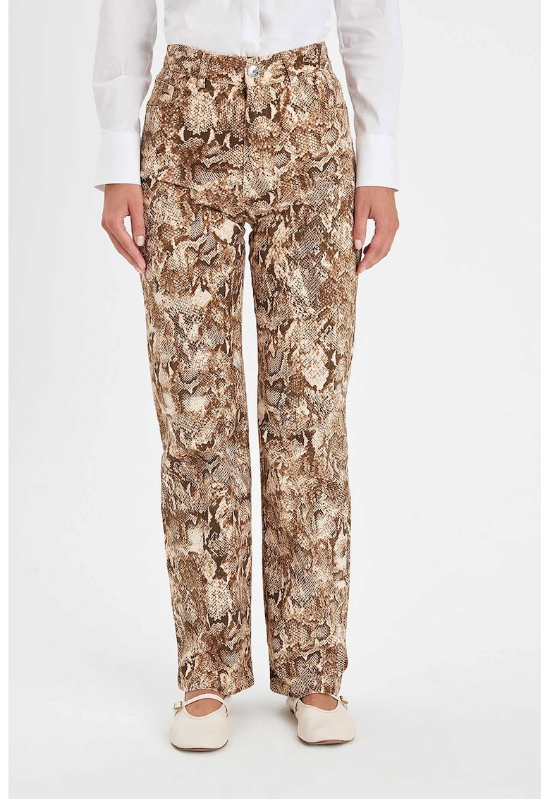 Pantaloni drepti cu animal print