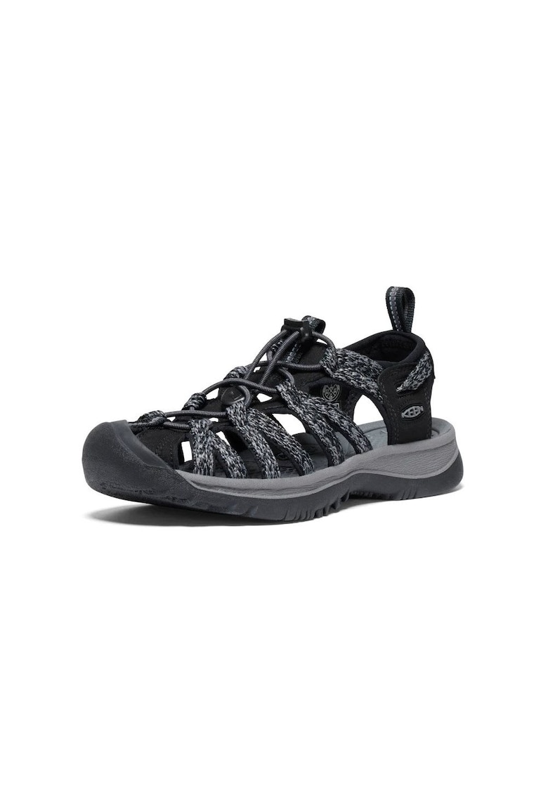 Sandale de trekking Whisper - curea velcro - sintetic - negru/gri