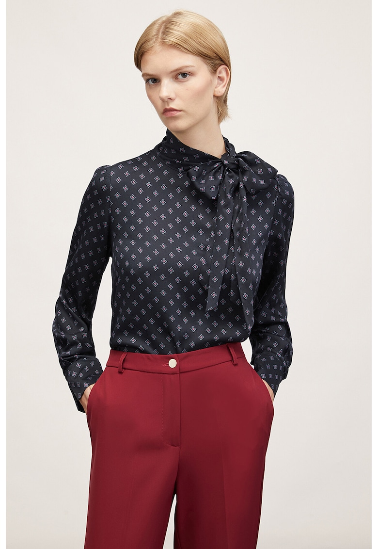 Bluza eleganta cu model - Alb/Roz/Bleumarin