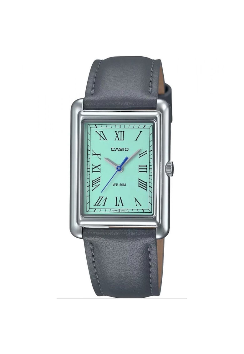 Ceas dama - Inox/Piele naturala - Gri/Turcoaz Ceas dama - Inox/Piele naturala - Gri/Turcoaz