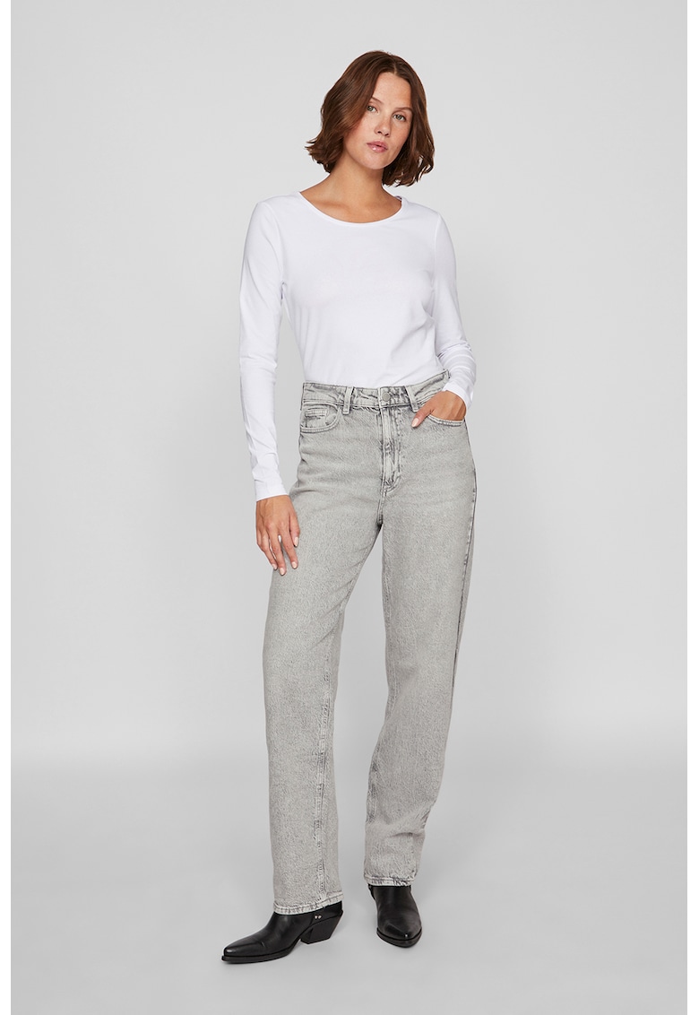 Blugi drepti cu talie inalta - Gri deschis