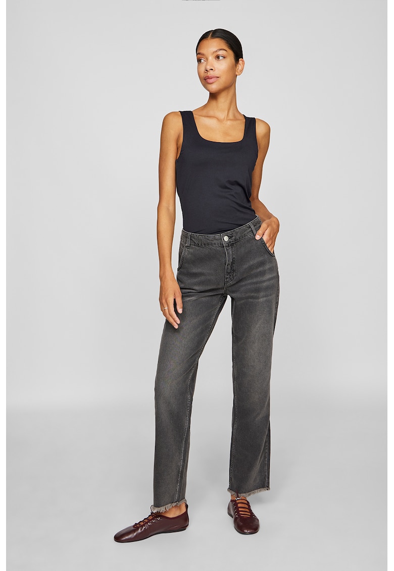 Blugi drepti cu aspect decolorat - Negru stins