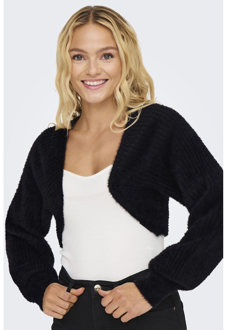 Cardigan crop cu aspect pufos