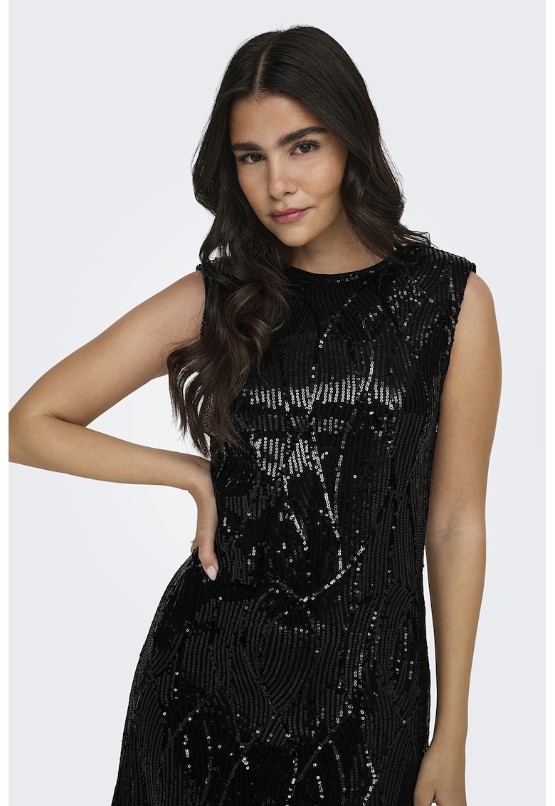 Rochie midi dreapta cu paiete - fara maneci