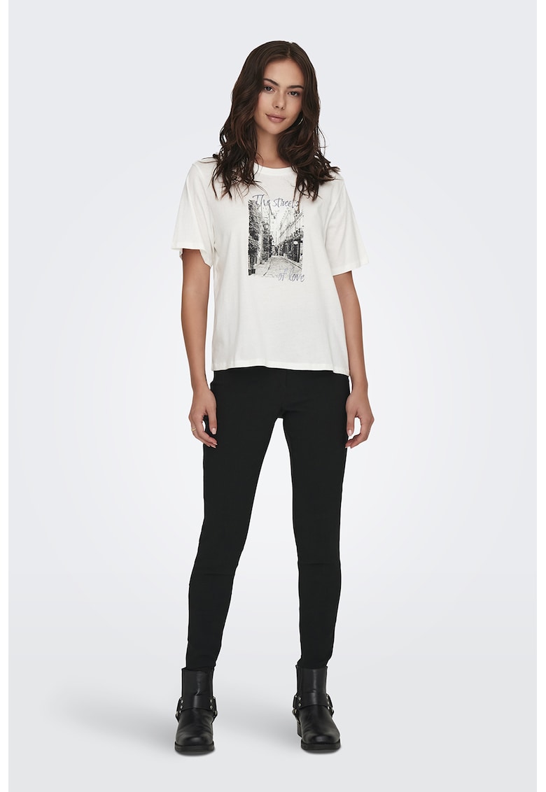 Pantaloni slim fit cu talie inalta