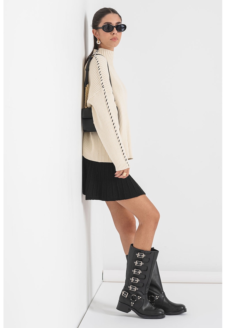 Pulover de bumbac cu maneci cazute