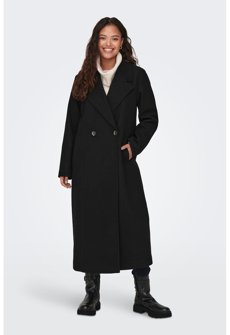 Palton lung cu buzunare laterale