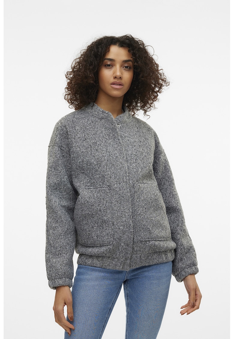 Jacheta regular fit cu inchidere cu capse - Gri