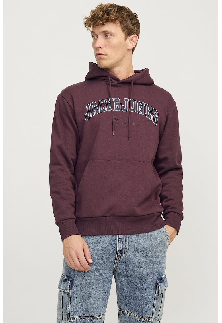 Hanorac cu imprimeu logo si buzunar kangaroo