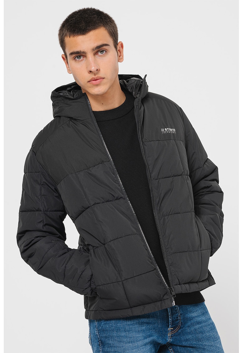 Geaca cu fermoar si gluga Ben - Negru