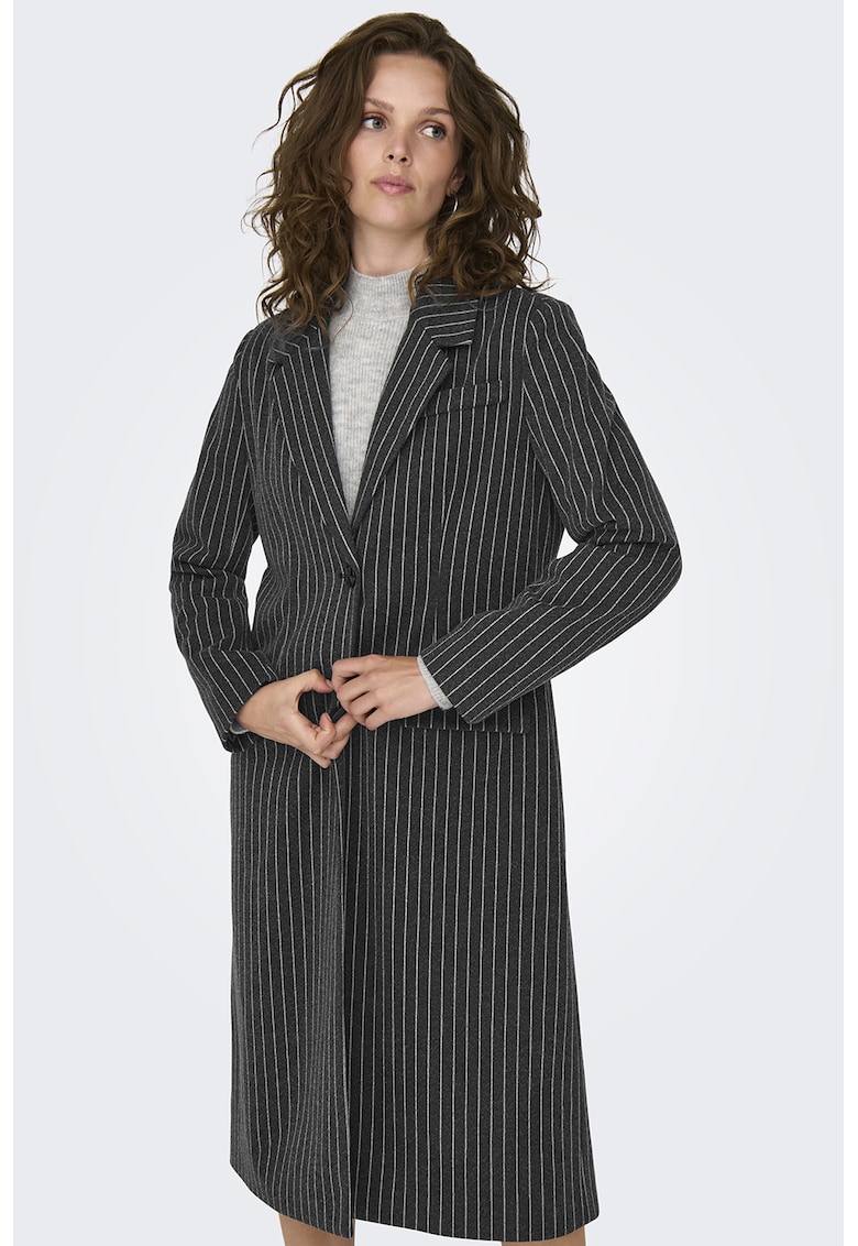 Palton cu dungi si buzunare cu clapa
