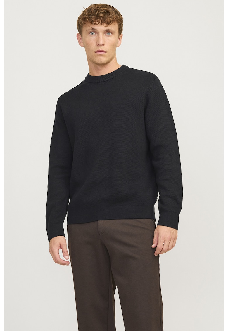 Pulover din amestec de bumbac organic cu decolteu rotund