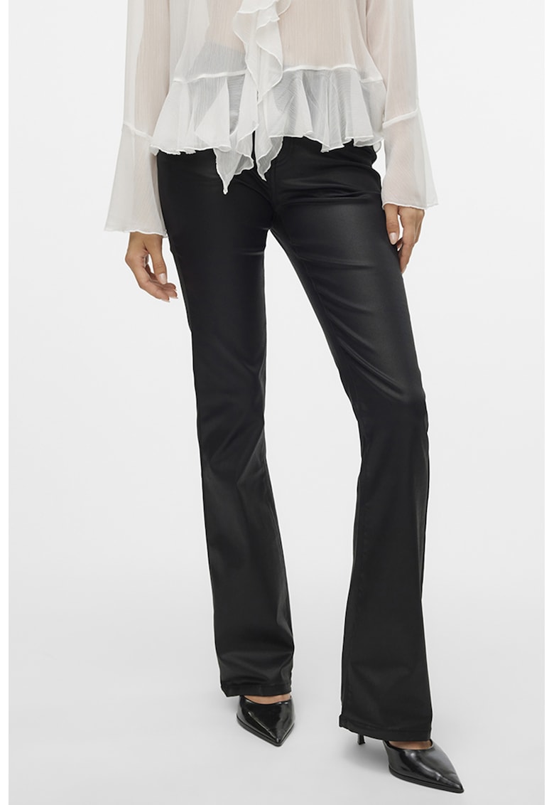 Pantaloni evazati cu talie inalta - Negru