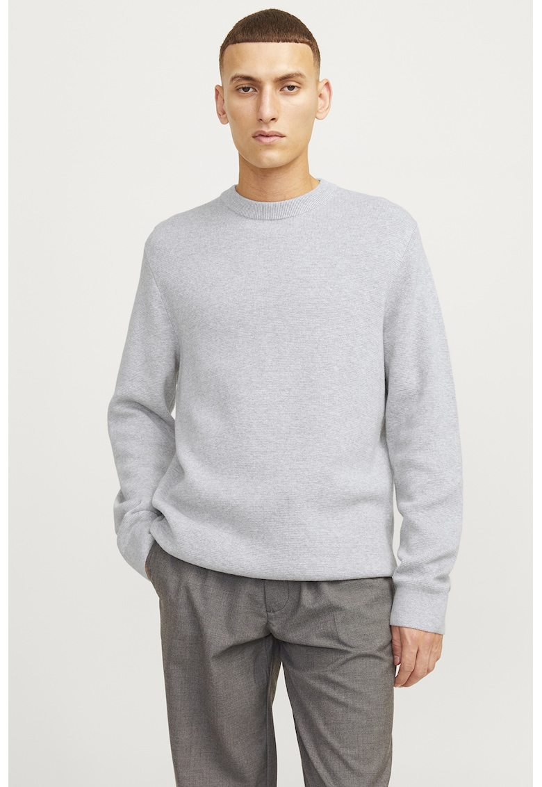 Pulover din amestec de bumbac organic cu decolteu rotund